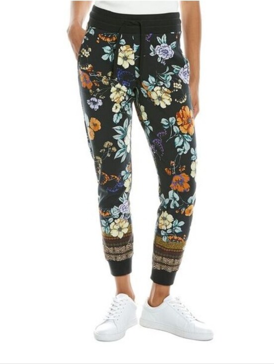 Johnny Was Pants - JWLA Johnny Was Golden Spring French Terry Jogger Floral Mixed Media Pants Sz L